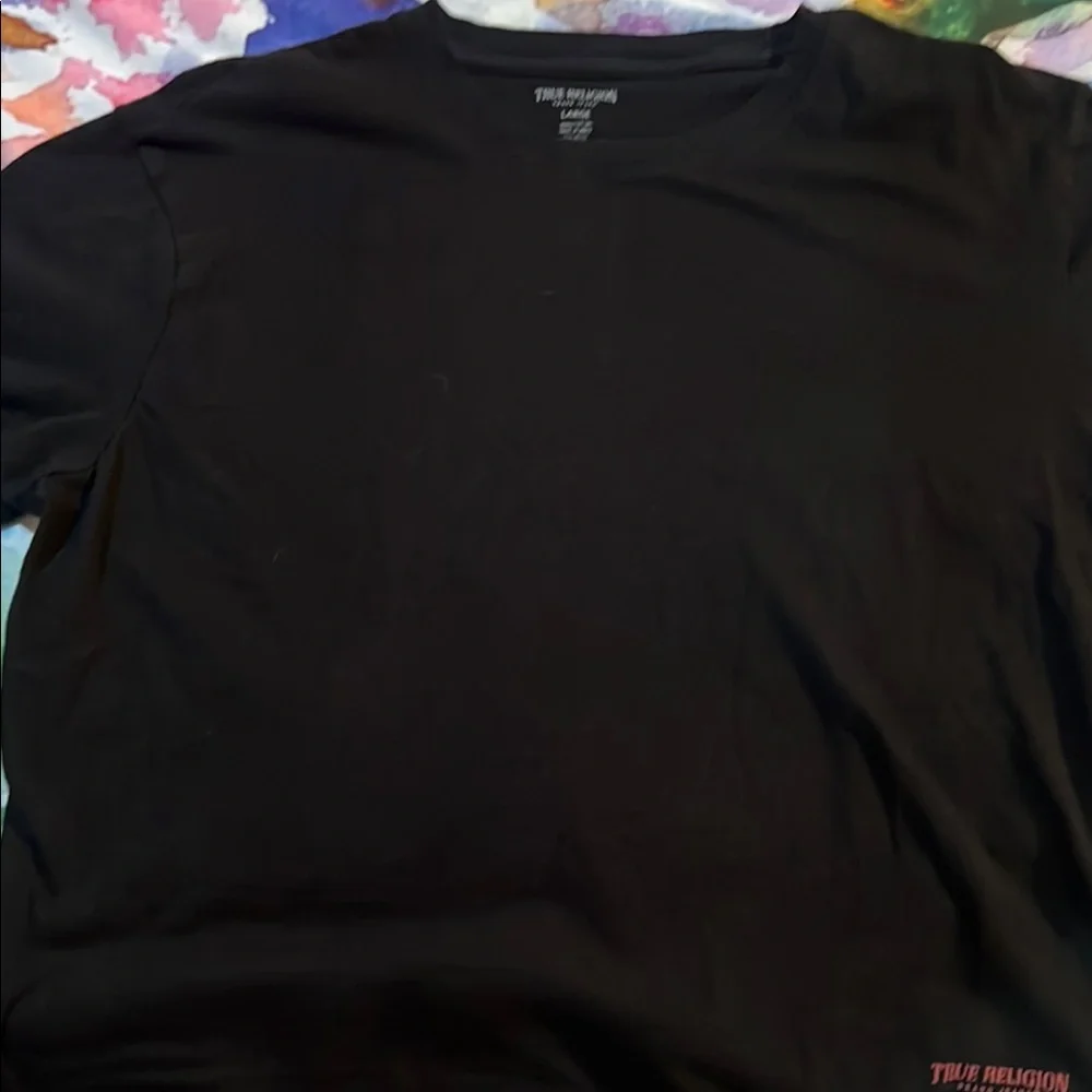 True Religion Black Tee with Red Logo
